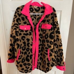 Large Leopard fleece jacket